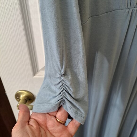 Coldwater Creek Women's PM Blue Long Sleeve Maxi Dress Ruching - Picture 4 of 8
